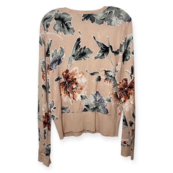 White House Black Market Floral Button Front Cardigan Sweater Blush Pink Size L - Picture 5 of 8